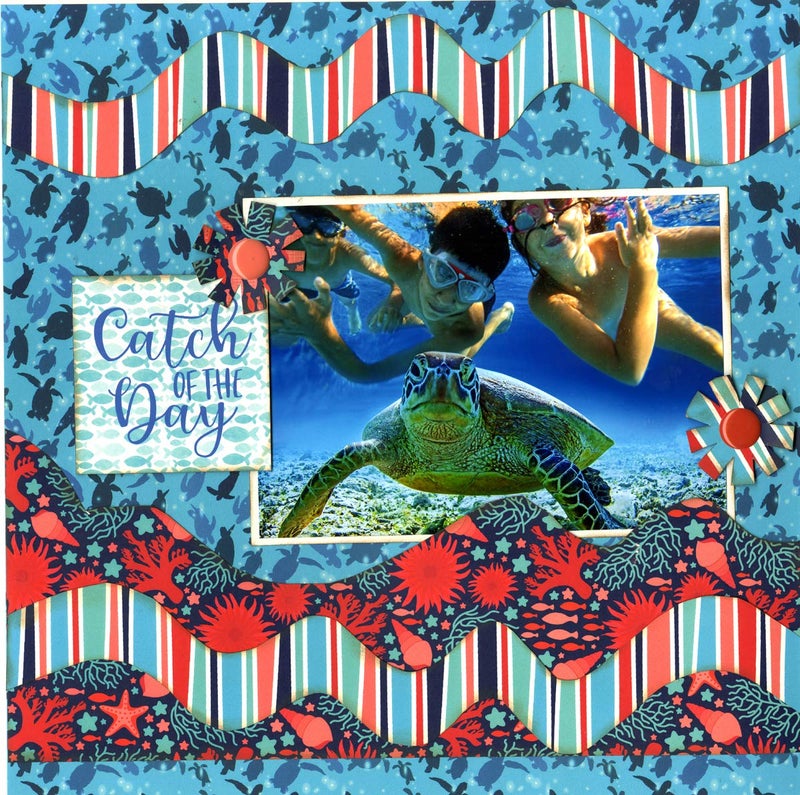 Reminisce Sea Life Collection Scrapbook Kit Paper Crafts, Multi Color Palette, 12x12 inches - Image 2